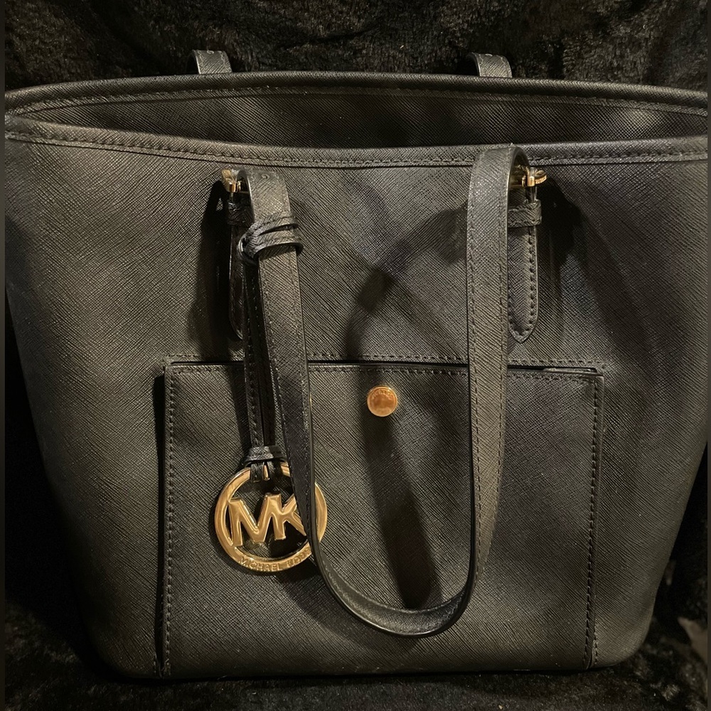 Michael Kors Black Tote with Gold Accents